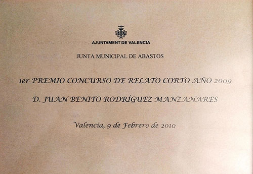 Primer Premio Relato cortos Junta Municipal de Abastos