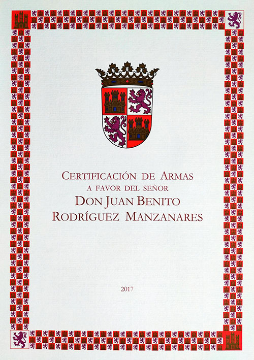 Certificación de las Armas de mi Escudo de Armas