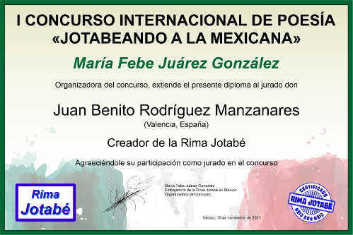 Jurado en el I Concurso Internacional de Poesía Jotabenado a la mexicana.