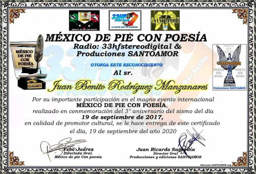Participación en el evento «México de pie con poesía» en calidad de promotor cultural