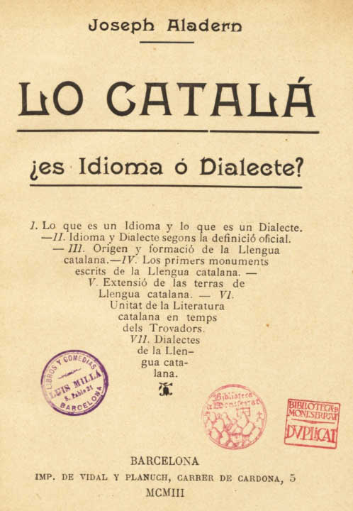 Lo català ¿Idioma o dialecte? - Joseph Aladern