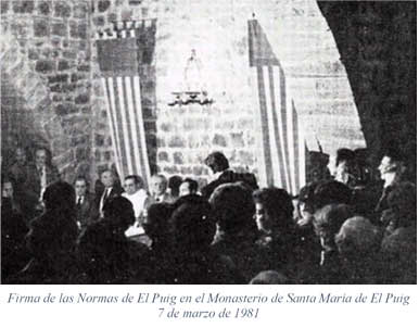 Firma de les Normes de El Puig en el Real Monasterio de Santa María de El Puig