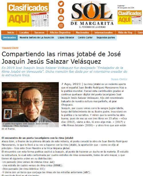 José Joaquín Salazar comparte sus rimas Jotabé